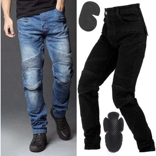 Hi-718 all Black Motorcycle Pants Black Men Moto Jeans Protective Gear Blue Motorbike Trousers Motocross Pants Moto Pant S-5XL