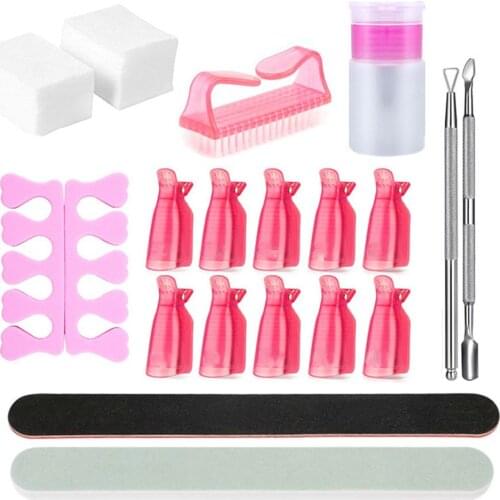 Nail Polish Remover Tools Set Soak Off UV Gel 10Pcs Cap Clip 100Pcs Nail Wraps Fingers Cotton Nail Clean Tools MPwell