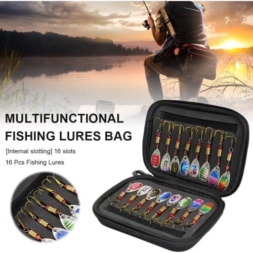16Pcs Fishing Spoon Lures Spinners Baits Spoon Set with Tackle Bag Trout Bass Salmon Pike Walleye Fishing Tackle Sets