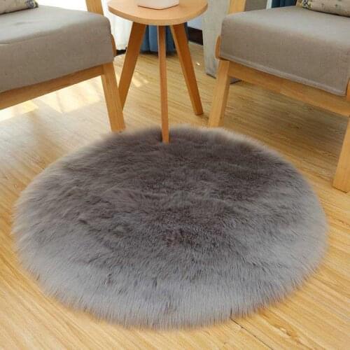 Anti-slip Round Bedroom Carpet White Fluffy Mat For Children Living Room Fur Area Rug Childrens Floor Mat Room Decor Floor Mat