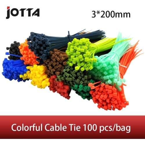 3*200mm Self-locking Nylon Cable Ties 8 inch 100pcs 12 color Plastic Zip Tie binding wrap straps