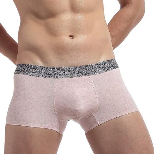 Solid Color Mens Underwear Low Waist Cotton Soft One-piece Seamless U Puch Bag Sexy Boxers Ventilation
