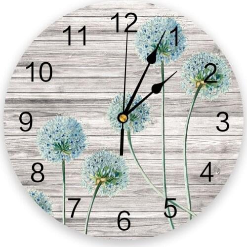 Dandelion Retro Flower Plant Wooden Board Print Wall Clock Wall Art Silent Non ticking Round Wall Watch for Home Decortaion Gift
