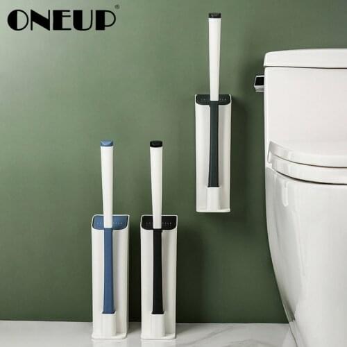 ONEUP Replaceable Toilet Brush Head Sets Disposable Cleaning Brush Holder For Bathroom Accessories No Dead Angle Cleaning Tools