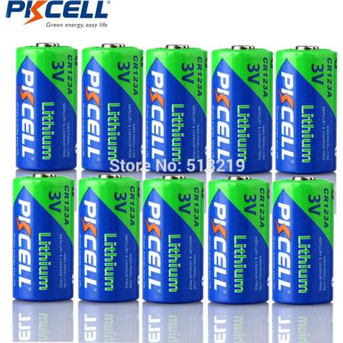 PKCELL 10X3V CR123A battery 1500mAh CR123 123A CR17345 KL23a VL123A DL123A 5018LC EL123AP SF123 Non-rechargeable Lithium Battery