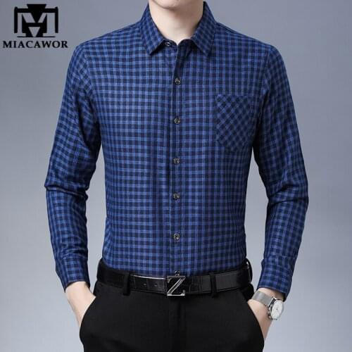 2021New Casual Men Shirts Fashion Plaid Camisa Masculina Slim Fit Long Sleeve Camisa Social Men Clothes C718