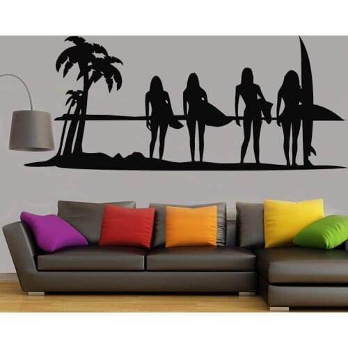 Surfing Girl Surf wall sticker Surfboard Surfing Sports DIY Decals Home decor vinyl stickers for living room girls bedroom G956