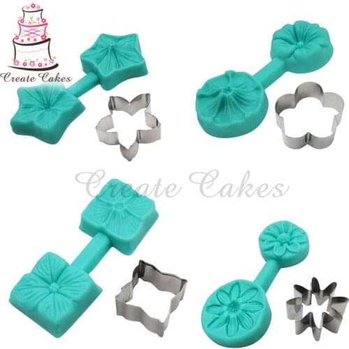 Flowers Impression Mold Silicone Veiner Mold Cake Decorating Fondant Sugarcraft Cake Mold for Sugar Flower