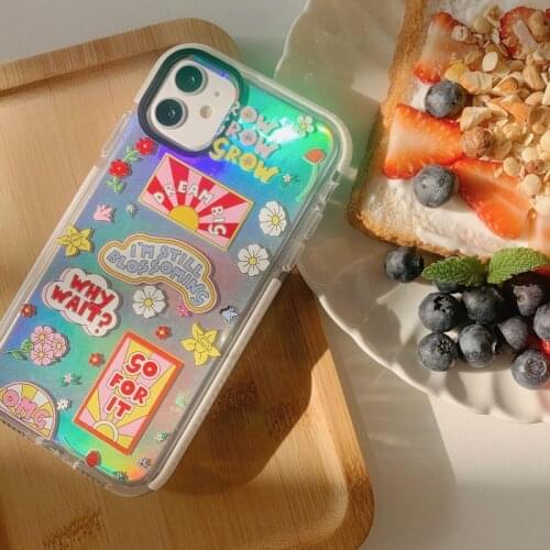 Retro Blu-ray Laser Silicone Soft Case Cute for IPhone 12 11Pro Max for IPhone X XR XS Max 7 8 Plus Transparent Luxury Cover