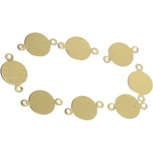 Trend DIY jewelry brass accessories double hole metal disc earrings connection pendant bracelet necklace tail tag pendant