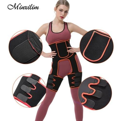 Minxilim Thigh Trimmer Waist Trainer Slimming Belt Neoprene Leg Sweat Shapewear Fat Burning Thigh Adjustable Shaperwear Women
