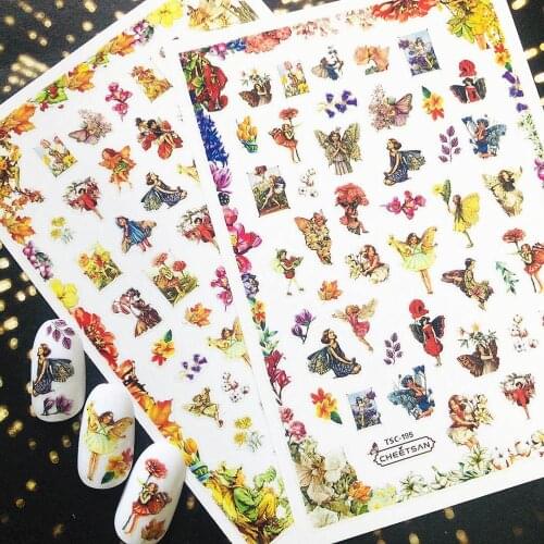 TSC-194-195 Flower fairy 3d nail art stickers decal template diy nail tool decorations