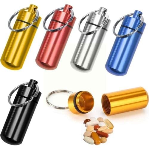 Outdoor Bottle Sealed Can Waterproof Aluminum Pill Medicine Bottle Keychain Box Box Health Care Cache Container Drug Holder F1G3