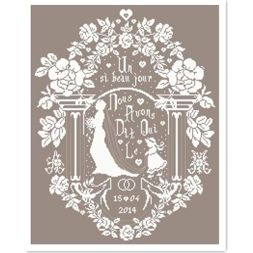 Bride cross stitch wedding beauty woman design package 14ct light coffee cloth cotton thread embroidery DIY handmade needlework
