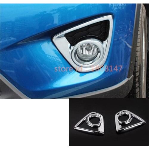 High Quality body head front fog light lamp frame stick styling ABS Chrome cover trim 2pcs for Mazda CX-5 CX5 2012 2013 2014