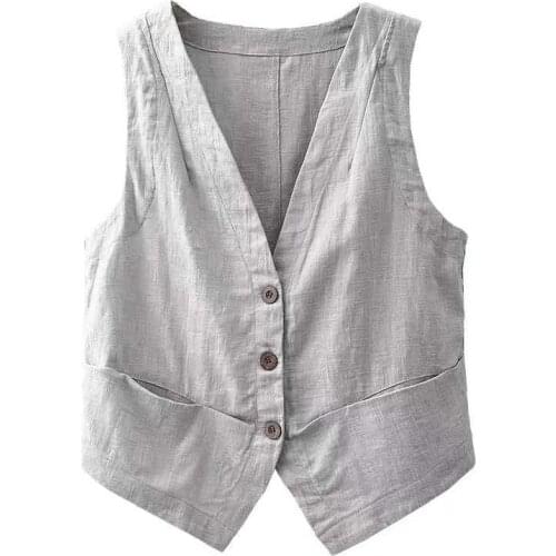 Women 2021 Fashion Office Wear Button-up Fitted Waistcoat Vintage V Neck Sleeveless Female Casual Vest Outerwear Chic Tops D123