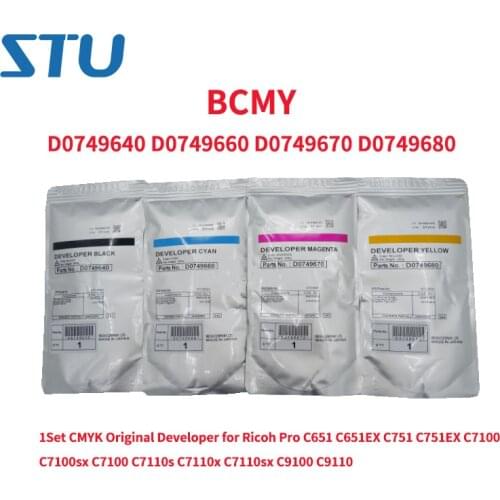 1Set CMYK New Original Developer for Ricoh Pro C651 C651EX C751 C751EX C7100 C7100sx C7100 C7110s C7110x C7110sx C9100 C9110