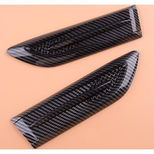 1 Pair Universal ABS Car Side Air Flow Intake Decorative Scoop Vent Bonnet Cover Grill Carbon Fiber Style