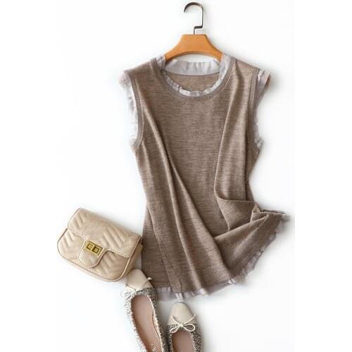 100% cashmere vest women sleeveness patchwork fashion spring autumn warm pullover