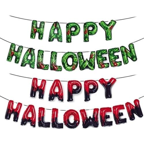 16 Inch Green Happy Halloween Letter Set Halloween Party Decoration Aluminum Film Balloon Set Factory Wholesale