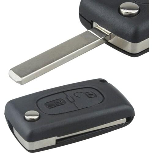 2 Buttons Black Car Entry Replacement Key Remote Fob Shell Case with Uncut Car Flip Key for CITROEN C2 C3
