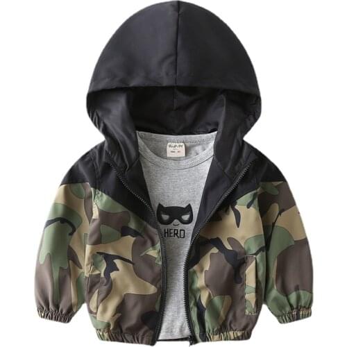 2021 New Baby Boys Spring Autumn Jacket Children Camouflage Hooded Blazer Baby Boys Waterproof Raincoat Kids Clothes 2-7Y