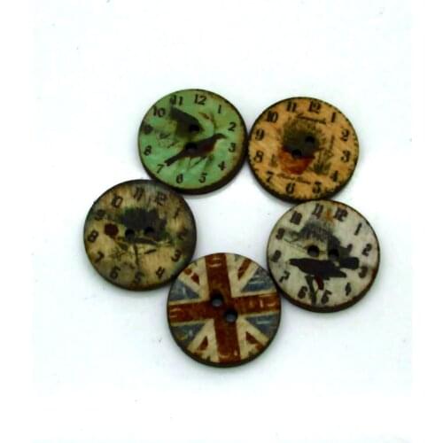 50pcs Mixed Round Wooden Sewing Buttons For Clothing Needlework Scrapbooking Wood Botones Decorative Crafts Diy Accessories