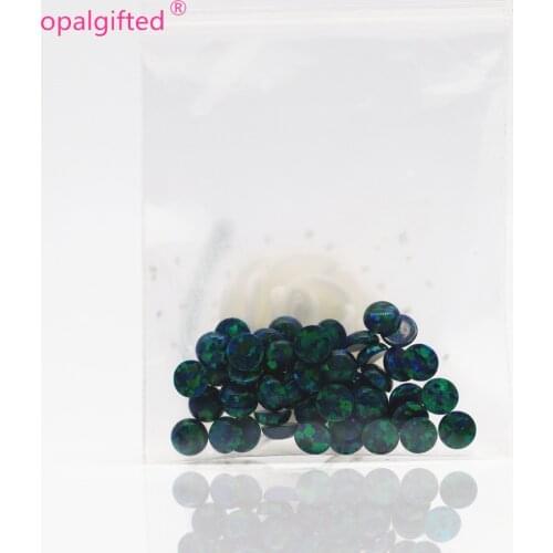 50pcs/lot Hot Sale 5mm Round Cabochon Cut OP19 Black green Fire Synthetic Opal Stone For Jewelry Making