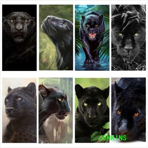 5D Diamond Painting Full Square/Round Animal Black Panther Diamond Mosaic Embroidery Rhinestone Picture Home Decoration JENKINS