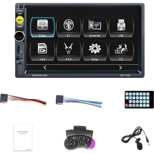 NEW-Double Din 7 Inch Car Stereo with Carplay, Full Press Screen Car MP5 Player Mirror Link Bluetooth FM Remote Control