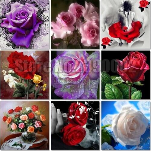 Diamond Embroidery Roses Full Drill Diy Diamond Painting landscape Cross Stitch Diamond Mosaic Flowers Picture Rhinestone Gifts