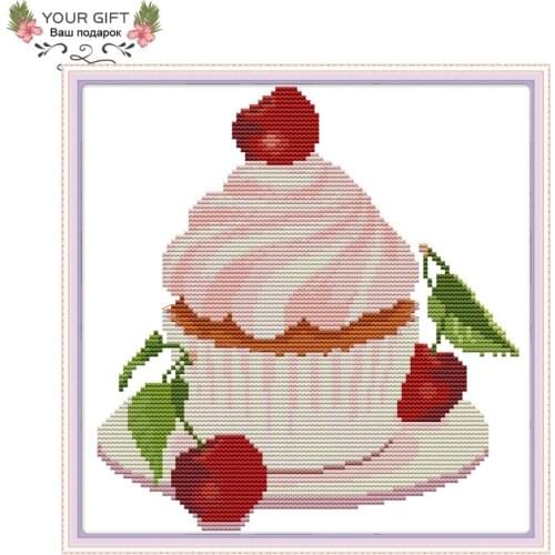 Joy Sunday Dessert Home Decor J452 14CT 11CT Counted Stamped Strawberry Ice Cream Embroidery DIY Cross Stitch kit
