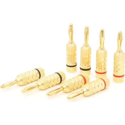Hifi 12Pcs High Quality New 24K Gold Speaker Pin Angel 4mm Speaker Extension Adapter Banana Plugs cable Connector