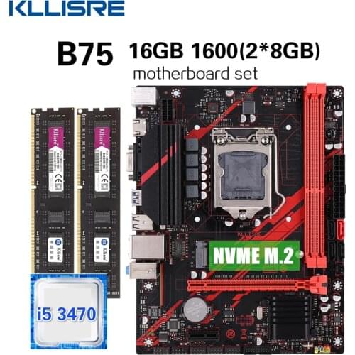 Kllisre B75 motherboard set with Core i5 3470 2 x 8GB = 16GB 1600MHz DDR3 Desktop Memory NVME M.2 USB3.0 SATA3