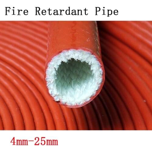 Red Fireproof High Temperature Fire Retardant Pipe 4mm-25mm Silicone Rubber Fiberglass Sleeve For Cable Insulation Protection