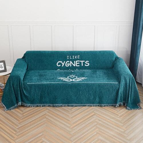 Swan Pattern Light Luxury Chenille Sofa Towel to Decorate the Living Room and Prevent Cat and Dog Footprints