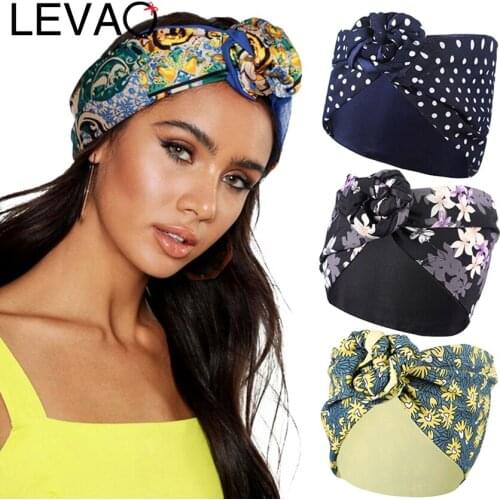 Levao Printing Bandana Wire Headband For Women Knotted Fashion Scarf Hairbands Hoop Hair Accessories Headwear