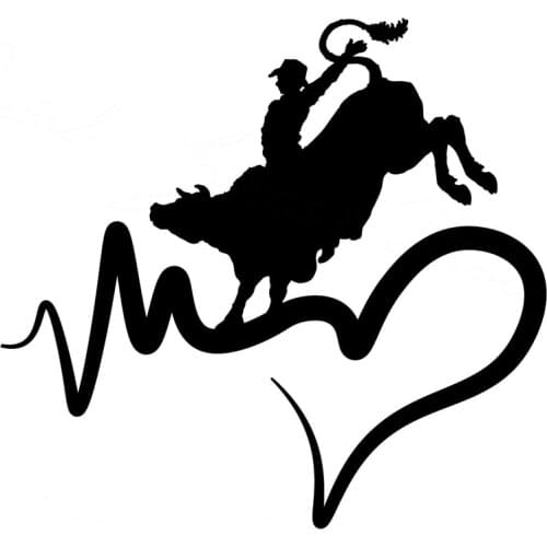 Hot selling car stickers Funny Cowboy Western Rodeo Heartbeat Lifeline Vinyl scratch Personality Car Sticker 14X13CM