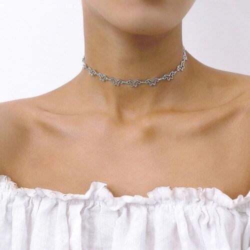Cute Hollow Animal Butterfly Chain Necklaces for Women Hot Sale Gold Silver Color Clavicle Chain Chocker Jewelry Accessories