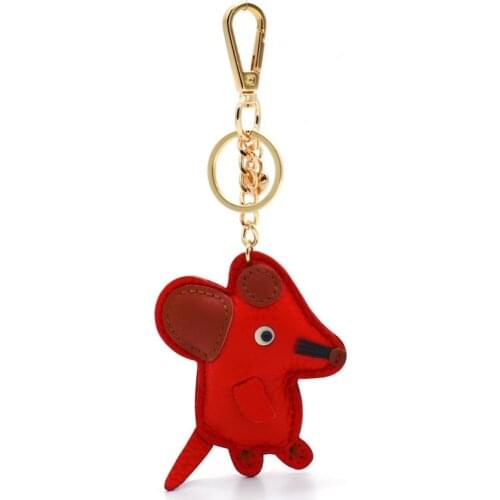 Cute designer Leather mouse keychain for crafting women jewelry accessories anime charms gift porte clef femme key rings bulk