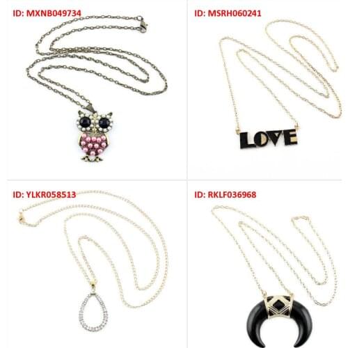 Fashion Jewelry Necklace Pendent Colorful Owl Black Simple LOVE Golden Hollow Water Drop White Rhinestones Horn Half Moo