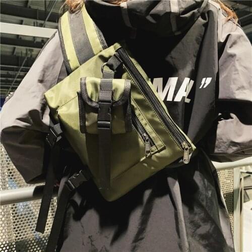 Hip-hop style waterproof nylon chest bag multifunctional fashion mens messenger bag black messenger shoulder bag streetwear