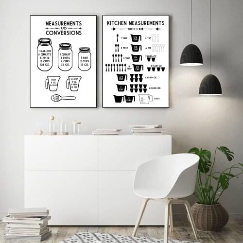 Kitchen Measurements and Conversions Cup Canvas Painting Wall Art Nordic Posters and Prints Wall Pictures for Living Room Decor