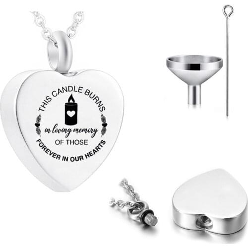 Cremation Jewelry Heart Pendant Stainless Steel Urn Necklace Candle Carving To Commemorate the Passing Family/Pet