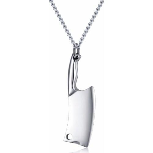 High Polished Stainless Steel Kitchen Knife Pendant Chef Necklace Jewish Gifts for Women and Men