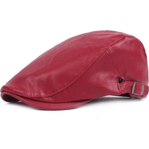 QBHAT Unisex Plain Solid Color Newsboy Hat Forward Patent Leather Ivy Beret Cap Casual Golf Driving Flat Cabbie Caps QB72