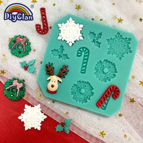 Christmas Series Elk Snowman Fondant Silicone Mold For Baking Cake Tools Handmade Chocolate Dessert Jelly Biscuit Making Mould