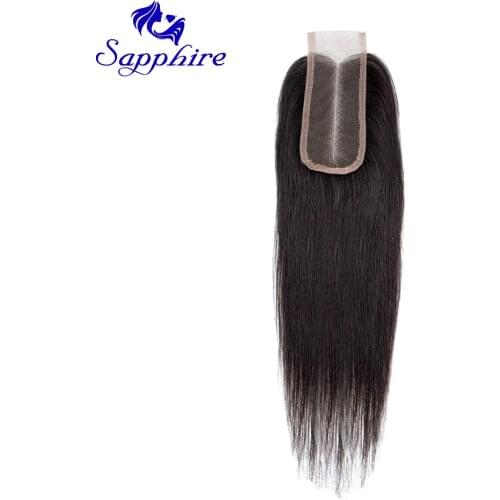 Sapphire Straight 2*4 Lace Closure Bleached Knots Natural Color 2# 4# 99J 2*4 Middle Part Human Hair Lace Closure 8 to 20 Inches