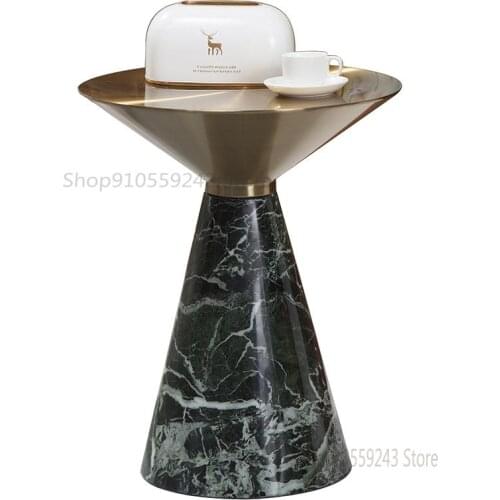 Customized Light Luxury Marble Side Table Stainless Steel Tapered Sofa Side Table Home Mobile Small Coffee Table Gilded Brushed