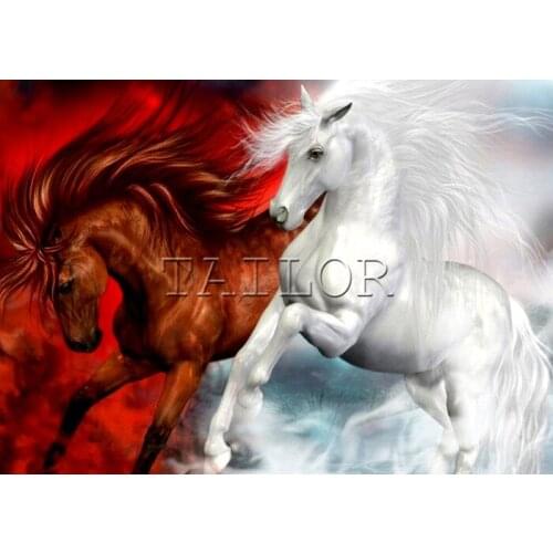 Cross stitch cuadros full square embroidery dirll drawing horse unicorn landscape art 5d diamond painting kit set complet mosaic